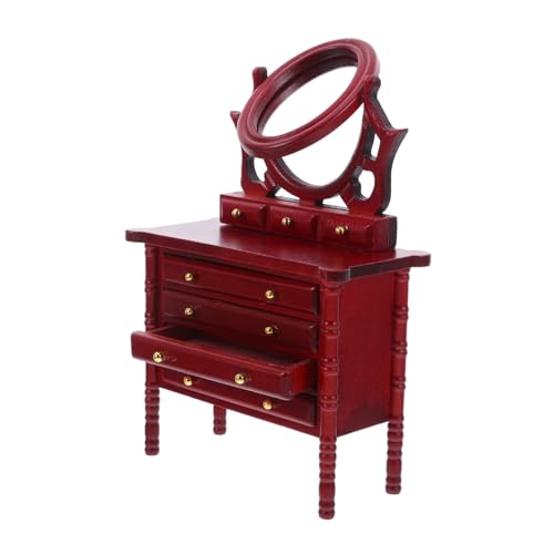 SUPVOX Vintage Holz Kommode mit Spiegel und Stabiles Puppenmöbel für Schlafzimmer und Wohnzimmer Zubehör für Mädchen von Supvox