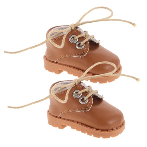 Supvox 1 Paar Mini Doll Lederschuhe mini Schuhe Puppen Accessoire Puppen Schuhe Meine Lebenspuppe Mädchenpuppe Miniatur-Schuhe Puppen-DIY-Kostüm Kunstleder Light Brown von Supvox
