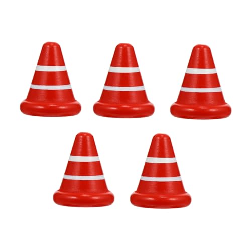 Supvox 1 Satz 5 Stück Simulations-straßensperre Kinderspielzeug Verkehrssperre Simulation Straßenkegel Verkehrsschild Selber Machen Bildungsspielzeug Lehrhilfe Holz Rot von Supvox