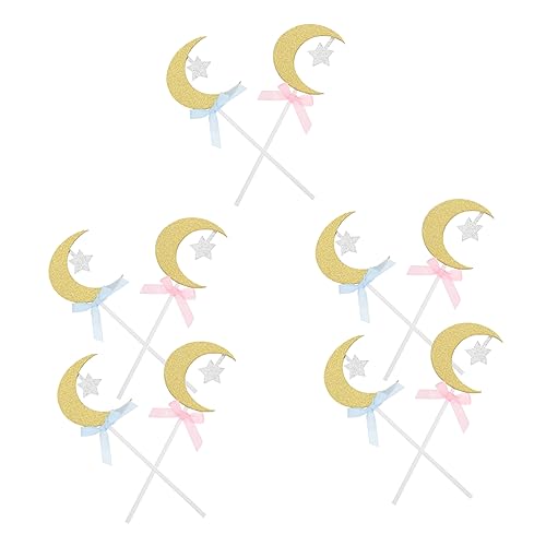Supvox 1 Satz Backen Dekoration Mond-cupcake-topper Mondkuchen Topper Mond Und Stern Einfügen Kuchentopper Sahnetortenaufsatz Mondstern Cupcake Topper Kucheneinsatz Backen Papier 20 Stück von Supvox