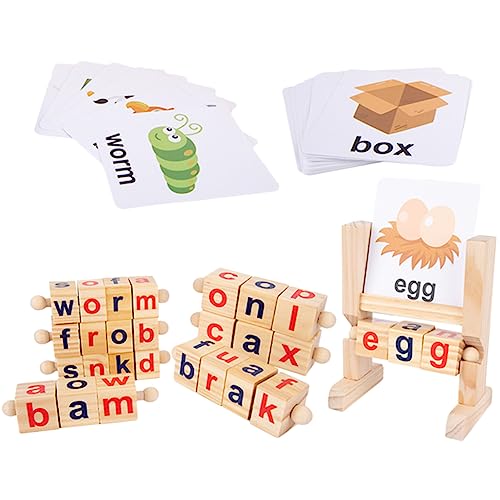 Supvox 1 Satz Buchstaben Wortspielzeug Phonetik-Flash-Karten Alphabetkarten Zauberlernspielzeug Leseblockaden Alphabet-lernkarten Kindergarten -lernspielzeug Buchstaben Holz von Supvox