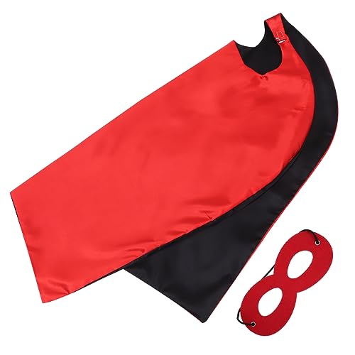 Supvox 1 Satz Cosplay Kostüm Set Doppelter Umhang mit Roter Augenmaske für Halloween Rollenspiel Outfit für Einfach zu Tragen und Wiederverwendbar von Supvox