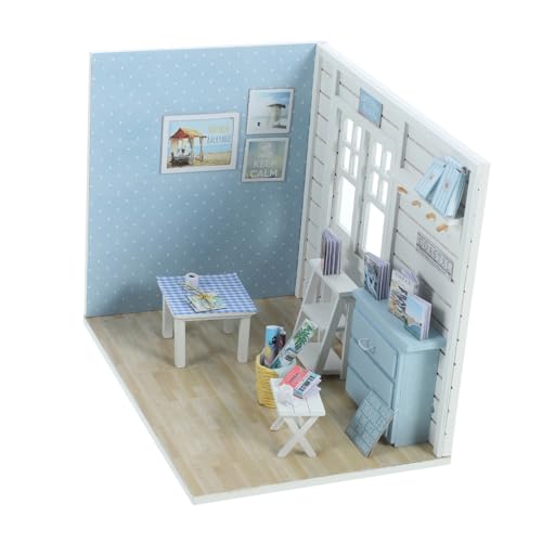 Supvox 1 Satz DIY -assemblermodell Mini-hausbausatz Modellbausätze Modellhaus-bausatz Miniaturhaus Kit Winzige Hausbausätze Mini Play House Puzzle Toy Hausmodell Hölzern Blau von Supvox