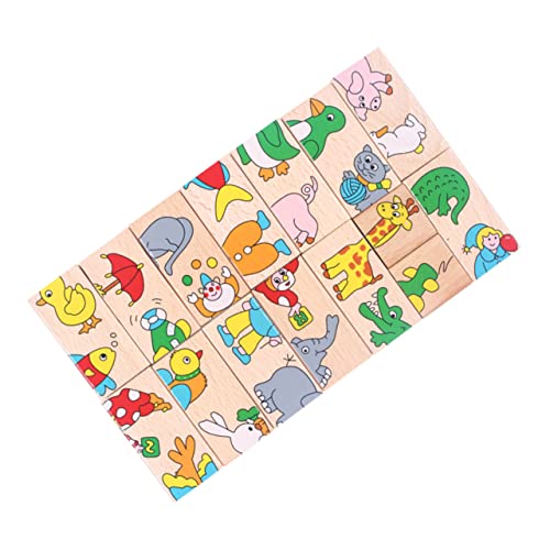 Supvox 1 Satz Domino-Puzzle Frühes Lernen Kinderpuzzle Domino-Tier-Puzzle Cartoon-Puzzle kreatives Kinderspielzeug Regenbogen-Puzzle -Puzzle- hölzern von Supvox