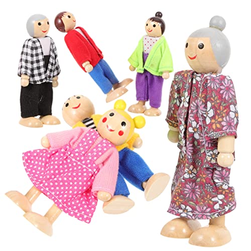 Supvox 1 Satz Familienpuppen aus Holz Bewegliche Figuren für Rollenspiele Kreatives für Puppenhäuser und Erzählspiele Fördert Soziale Fähigkeiten und Selbstbewusstsein von Supvox