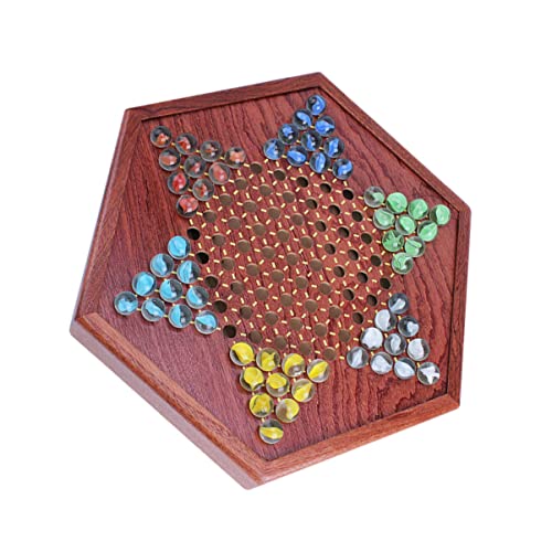 Supvox 1 Satz Hexagon Brettspiel Set aus Natürlichem Holz mit Glasmurmeln Strategisches Familienspiel für Einfach zu Verstauen der Schublade für Besondere Anlässe von Supvox