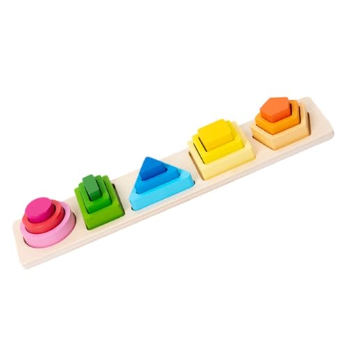 Supvox 1 Satz Holz Geometrisches für Kleinkinder Formen Puzzle Matching Turm Pädagogisches Holzspielzeug Kreativität und Logischem von Supvox