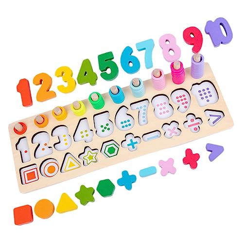 Supvox 1 Satz Holz Puzzle für Kleinkinder Lernspielzeug mit Geometrischen Formen und Frühe Bildung für Fördert Motorische Fähigkeiten und Hand Augen Koordination Holzklötze für Kreatives von Supvox