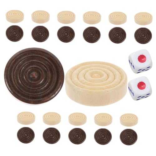 Supvox 1 Satz Holzspielzeug Zubehörset für Dame und Schach Teile Helle Dunkle Figuren Einsetzbare Spielsteine für Brettspiele für Reisen und Familienunterhaltung von Supvox