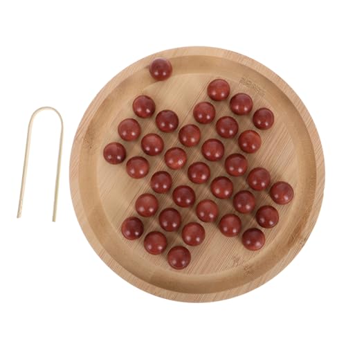 Supvox 1 Satz Kindertischspiel Schach interaktives brettspiel Brettspiele für einen Spieler Einzelspieler-Schach Peg-Solilaire-Spiel Reisespiel Bambus von Supvox