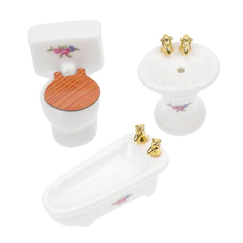 Supvox 1 Satz Kleiner gefälschter Waschtisch Badezimmer Dekoration baddekorationen Badezimmer verschönern Dekoration spielzeuge Toy gefälschte Toilette kleine badezimmermöbel Keramik von Supvox