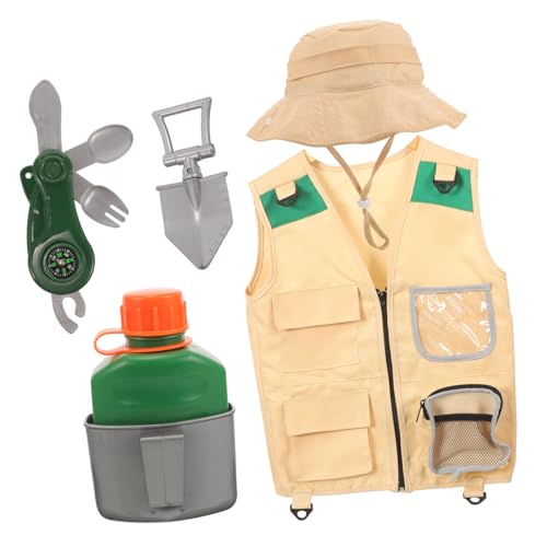 Supvox 1 Satz Kostüm Set für Teiliges Outfit mit Weste Hut Schaufel Wasserkocher und Kompass für Rollenspiele und Outdoor Supvox 1 Satz Kostüm Set für Teiliges Outfit mit Weste Hut Schaufel Wasserkocher und Kompass für Rollenspiele und Outdoor von Supvox