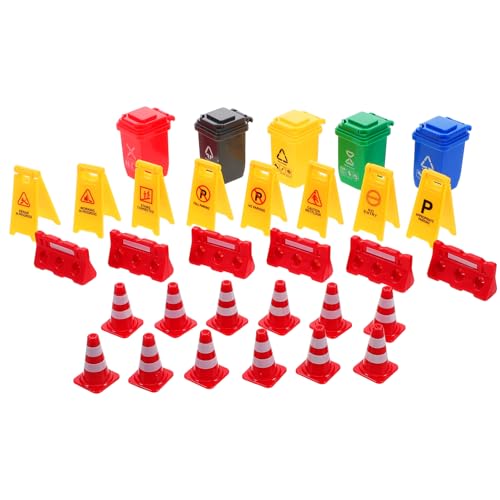 Supvox 1 Satz Lehrmittel Für Miniatur-mülleimer Mini-leitkegel Aus Kunststoff Kleine Verkehrskegel Mülleimer-Ornament Winzige Verkehrskegel Mini-verkehrszeichen Plastik von Supvox