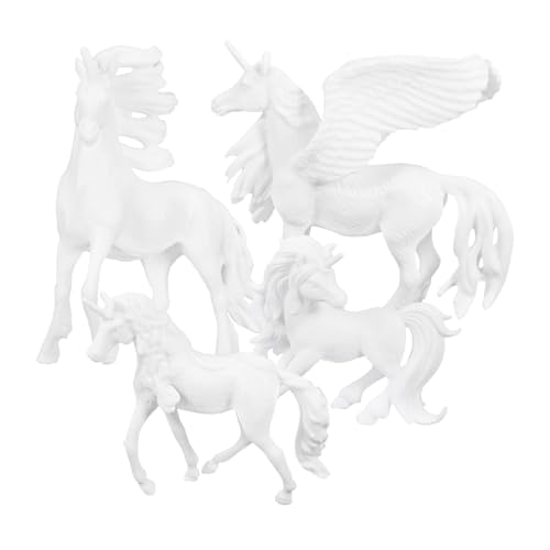 Supvox 1 Satz Malspielzeug Für Einhorn-minifiguren Kleine Figuren Einhorn Einhornfiguren Einhorn-DIY-bastelmaterial Kleine DIY-einhornfigur DIY Liefert Abs Weiß 4 Stück von Supvox