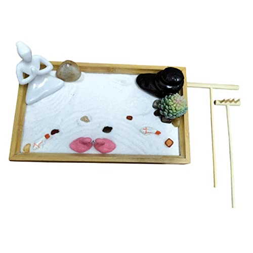 Supvox 1 Satz Mini Zen Garten Meditations Dekoration für Schreibtisch aus Holzfarbe Sandkasten Ornament für Entspannende Raumgestaltung und Kreative Mikro Landschaften von Supvox