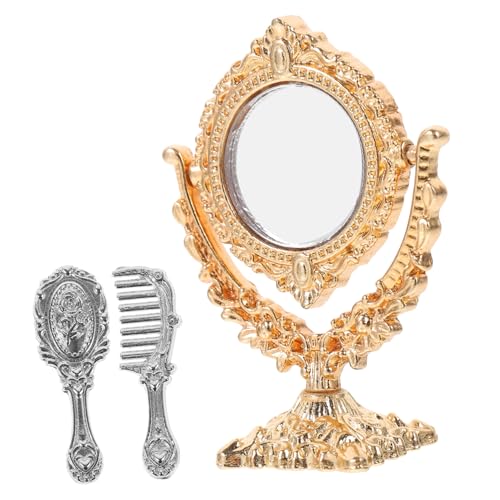 Supvox 1 Satz Mini-kosmetikspiegel Miniatur Für Schminkspiegel Spielzeuge Puppenhaus Deko Schminktisch Spiegel Mini -Spiegel Mini-Spiegel- Mini-Spiegel-kit Golden Eisen von Supvox