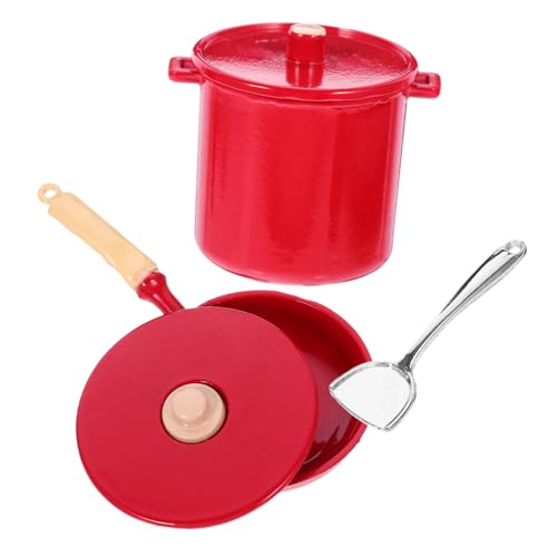 Supvox 1 Satz Miniatur Kochgeschirr Set für Puppenhaus mit und Flachtopf Zubehör für Mini Küchen und DIY Puppenhausdekoration von Supvox