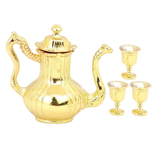 Supvox 1 Satz Miniatur- Mini-küchenzubehör Puppenhaus Teetasse Vorgibt Rollenspielset Puppenhaus Miniaturen Mini-teetassen Teezubehör Golden Legierung von Supvox