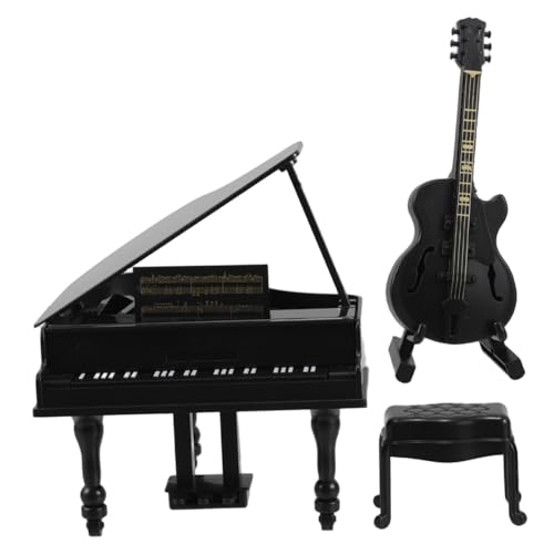 Supvox Sammlerstück Mini Musikinstrumente Miniatur Klavier Und Gitarre Kunststoff Musik Ornament Puppenhaus Spielzeug von Supvox