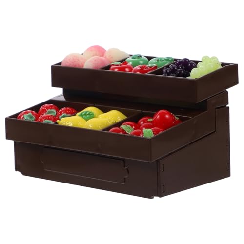 Supvox 1 Satz Miniatur-lebensmittelspielzeug Auf Regalen Mini-gemüsestand Puppenhausdekor Mini-puppenhaus- Miniatur-supermarktregal Miniaturen Zum Basteln Gemüseregal Coffee Plastik von Supvox