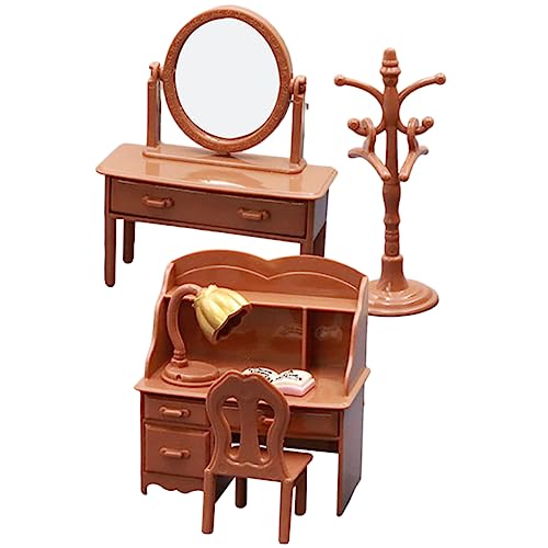 Supvox 1 Satz Puppenhaus Schreibtisch Möbel Zubehör für kinderspielzeug miniaturhaus Miniaturtisch Miniaturstuhl Mini-Hausverzierung Mikro-Szenen-Requisite Plastik Brown von Supvox