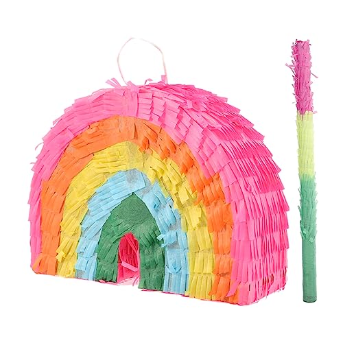 Supvox 1 Satz Regenbogen-Piñata Partydekorationen Partyzubehör kindergeburtstag dekorationen Die Süßigkeiten-Piñata für Geburtstagsfeier Dekorationen Piñata-Sticks Papier Bunt von Supvox