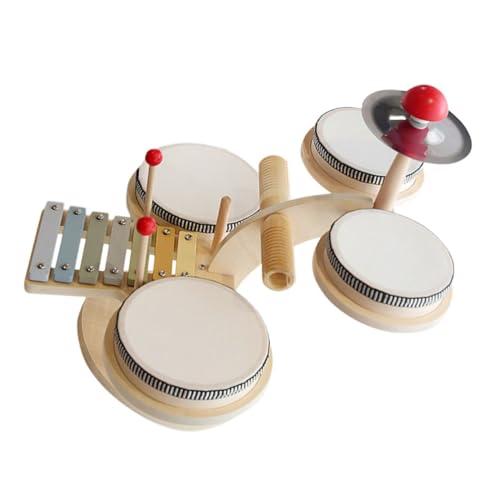 Supvox 1 Satz Satz Jazz-Drum- Musikalisches Trommelspielzeug Jazz-Schlagzeug-Spielset musikalische Trommel Musikspielzeug Kinderspielzeug Holz von Supvox