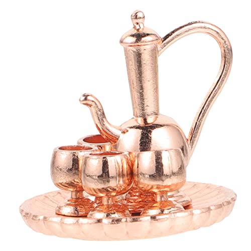 Supvox 1 Satz Satz Mini-Disc-Teeset winzig Leben Accessoires Tee Set Antikes Tee-Set Miniatur-Dinge Mini-Küchenzubehör Mini-Teetasse Legierung Rose Gold von Supvox