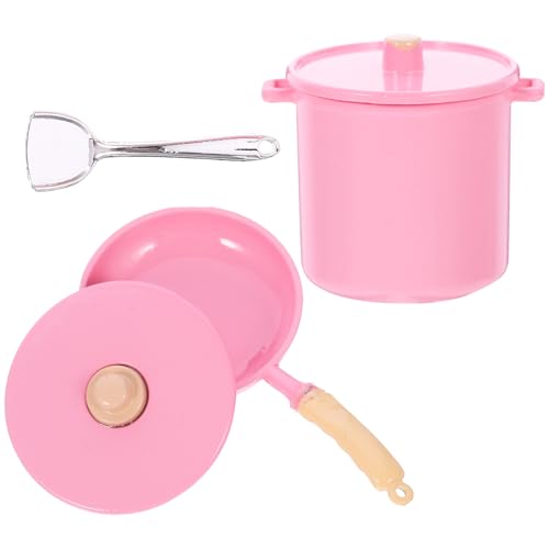 Supvox 1 Satz Simulationsmodell Für Lebensmittel Und Mini-töpfe Und Pfannen Mini-kochgeschirr 1/12 Puppenhaus-küchenzubehör Miniatur- Mini-topfstatue Rosa Eisen von Supvox