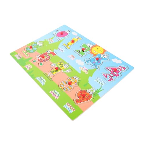 Supvox 1 Satz Spanisches Puzzle für Kleinkinder Holzspielzeug zur Sprachförderung mit Großen Griffen Fördert Logisches und Beobachtungsfähigkeiten von Supvox