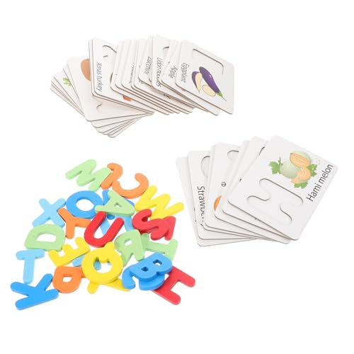 Supvox 1 Satz Spielzeugbildkarten Alphabet-Flash-Karten Alphabetkarten Passende Holzbuchstaben Passende Tier-Puzzle-Karten ABC-holzpuzzle Lernaktivitäten Zum Kleinkind Hölzern von Supvox