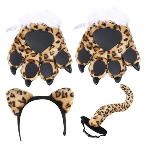 Supvox 1 Satz Tierschwanzhandschuhe Fell Cartoon-Anzug Schmuck-Requisite Dekoration Anzug Tiere Requisitenanzug tiere dekoration Dekorationszubehör PP Baumwolle Leopard von Supvox