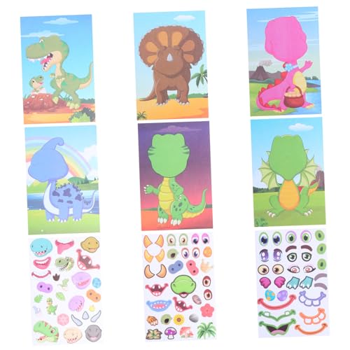 Supvox 1 Set Dinosaurier Gesichtswechsel Aufkleber Puzzle Aufkleber Mix and Match Aufkleber Make A Gesicht Aufkleber Machen Sie Ihren Eigenen Tiergesichts Aufkleber Dinosaurier von Supvox