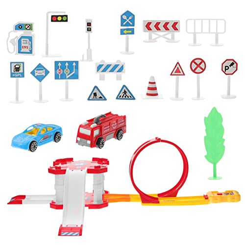 Supvox 1 Set Gleitbahn Auto Autospuren Feuerwehrauto Spielzeugbahn Für DIY Rennstrecke Spielzeugbahn Zug Schienenzug Cartoon Schienenspielzeug Kinderspielzeug Kunststoff von Supvox