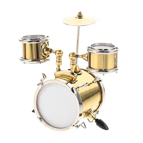 Supvox 1 Set Jazz Trommel Modell Dekoration Puppenhaus Ornament DIY Heim Mini Trommel Modell Versorgung Zartes Trommel Modell Puppenhaus Schlagzeug Kindergeschenk Metall Golden von Supvox