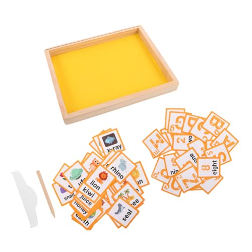 Supvox 1 Set Kids Educational Sand Tablett Holz Zeichnung Sandschale Montessori Schreibschale Mit Karten Für Vorschule Frühe Bildung Englisch Sprache Lernspielzeug von Supvox