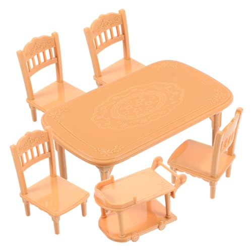 Supvox 1 Set Puppenhaustisch Und Stühle Puppenhausmöbel Puppenhaus Kleiner Tisch Puppenhaus Esswagen Puppenhaus Mini Stühle Miniaturmöbel Kunststoff von Supvox