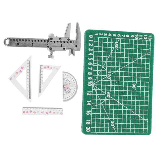 Supvox 1 Set Puppenhauszubehör Zusammen Mit Mini Lineal Für Puppenhaus Puppenhauszubehör Mini Matte Mini Rucksackzubehör Winziges Lineal Mini Schulbedarf Lineal von Supvox