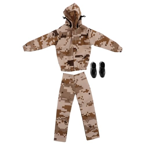Supvox 1 Set Puppenkleidung im Militärstil: Armeekostüm-Set für 12 Zoll große Jungenpuppen mit Camouflage-Kapuzenpullover, Oberteil, Hose und Schuhen – Uniform im Militärstil von Supvox