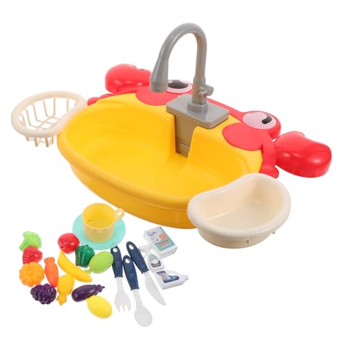 Supvox 1 Set Spielzeugspüle mit fließendem Wasser – Spielhaus-Küchenspielzeug für Kinder – Elektrisches Geschirrspülspielset mit Licht und Ton – Rollenspiel-Lernset (ohne Batterie) von Supvox