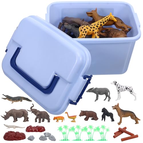 Supvox 1 Set mit 58 Plastiktieren, Simulationswald-Zoo-Modell, Kinderspielzeug, 11.41 X 7.87 X 7.08 Zoll von Supvox