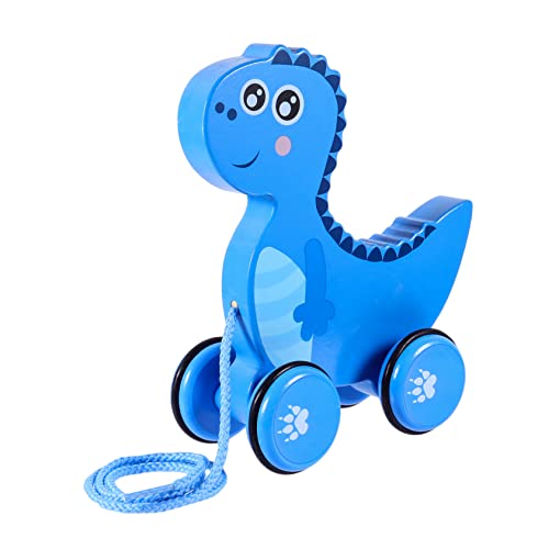 Supvox Holzspielzeug Nachzieh-Dinosaurier Lustiges Ziehspielzeug Für Kleinkinder Fördert Laufen Motorischen Fähigkeiten Und Sicher Für Junge Mädchen von Supvox