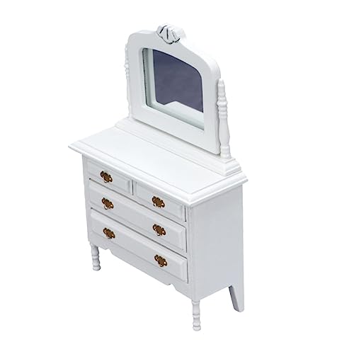 Supvox 1 Stück Kommode Modell Mini Puppe Kleiner Schminktisch Kleiner Schminktisch Kleines Hausdekor Weiß Hölzern von Supvox
