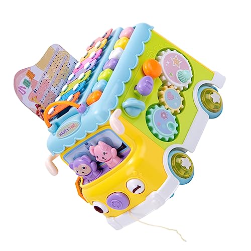 Supvox 1 Stück Percussion- -Mädchen-Jungen- Schulbus mit klopfendem Klavier Bus ziehendes Xylophon in Busform pädagogisches Schulbusmodell Plastik von Supvox