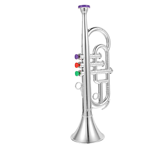 Supvox 1 Stück Simulierte Trompete mit DREI Tönen Wind Kleinkinder Trompetenkinder Musical trompete kinderinstrumente Instrumentenmodell Nachahmung Trompete Abs Silver von Supvox