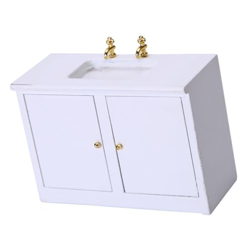 Supvox 1 Stück Spültisch kindergeschenke adventsgeschenke Badezimmer zubehör wohnaccessoires Bathroom Accessory spülbeckeneinlage kleine Hausmöbel Mini-Möbelverzierung hölzern Weiß von Supvox