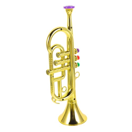Supvox 1 Stück Trompetenspielzeug Mit DREI Tönen Kind Junior-trompete Gefälscht Musical Früh Lehrreich Instrument Für Horn Kleine Trompete Nachahmung Trompete Anfänger Jr Überzug Golden von Supvox