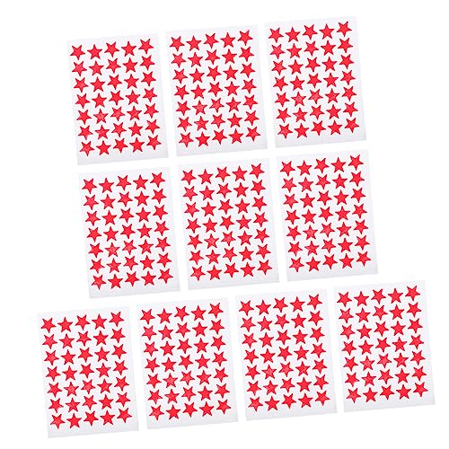 Supvox 10 Blatt Pentagramm-Aufkleber Sternaufkleber Als Belohnung Sternaufkleber Für Kinderbelohnung Selbstklebende Sternaufkleber Belohnungssternaufkleber Rot von Supvox