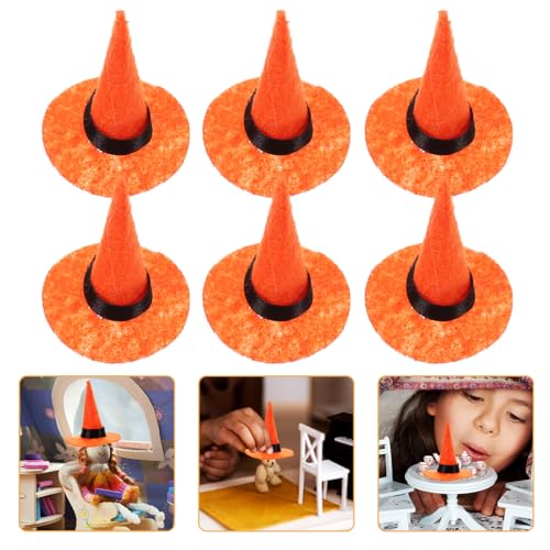 Supvox 10 Hexenhüte: Mini-Halloweenhüte Aus Filz Für Bastelarbeiten Partydekorationen Weinflaschenaufsätze – Hexen- Und Zaubererhüte Für Halloween-Partyzubehör (Orange) von Supvox