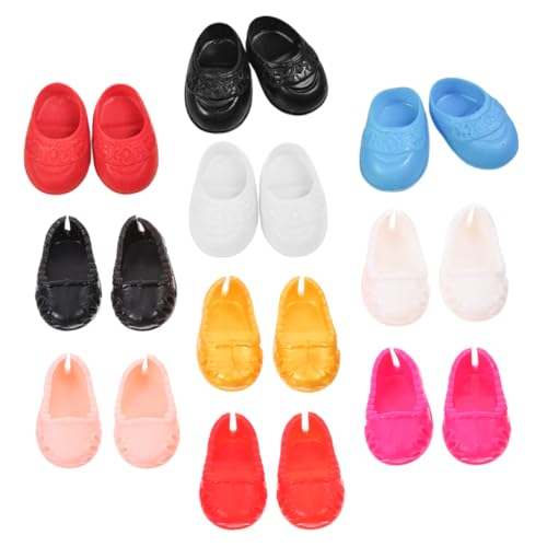 Supvox 10 Paare Schuhe Miniaturpuppen Ersatz Mädchen Zubehör für Puppen Accessoires Puppen Schuhe Puppenhaus Dekoration Puppenhauslieferungen Schuhe Dekore Miniaturdekor Plastik von Supvox